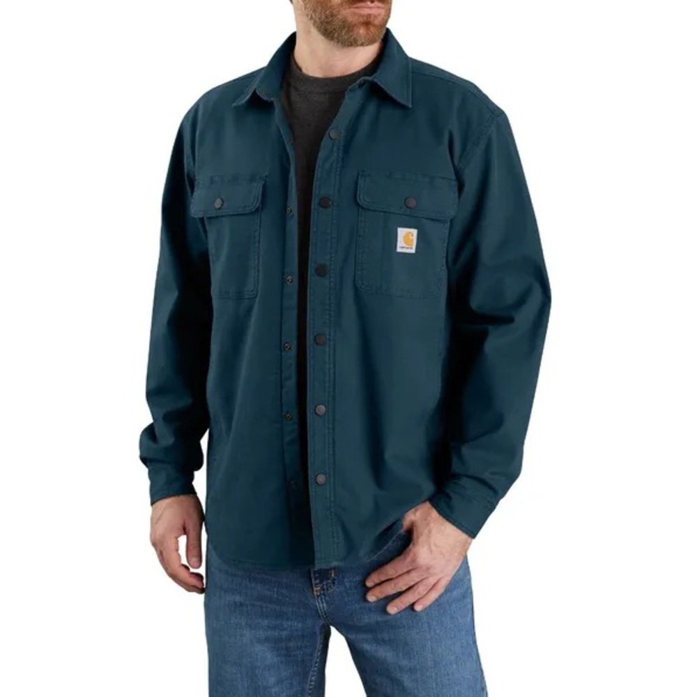 Carhartt 105419 Tall Rugged Flex Relaxed Fit Canvas Fleece-Lined Shirt Jacket LT